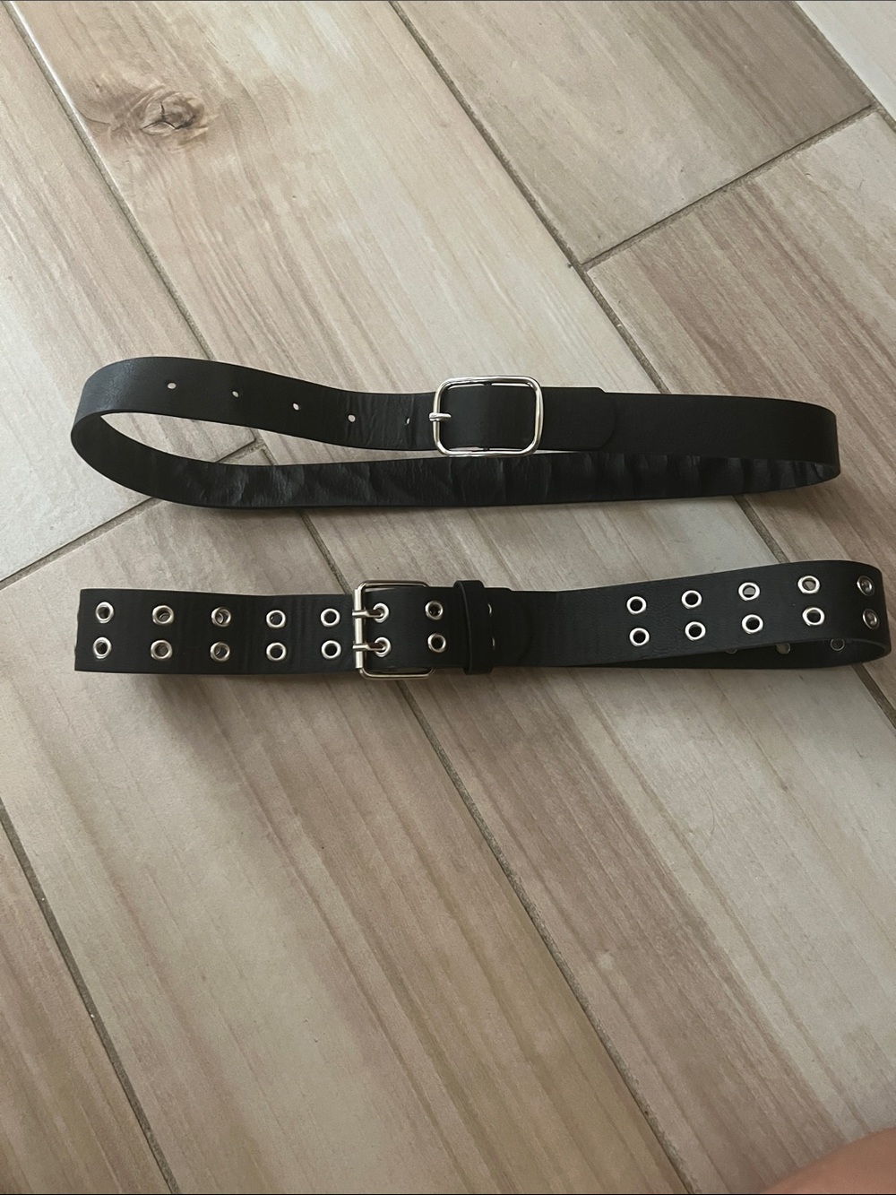 Bundle of 2 Brandy Melville Black Double-Row Grommet Belt